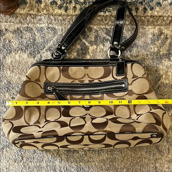 Coach Brown and Black Shoulder Bag with Signature Monogram - Picture 5 of 9